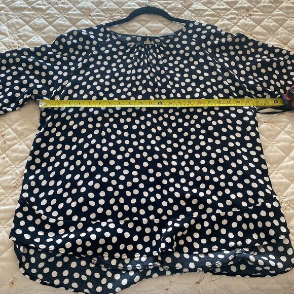 Zara Women’s Top Black Beige Polka Dot Peplum Hem Blouse Size XL - Picture 6 of 8